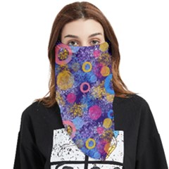 Multicolored Splashes And Watercolor Circles On A Dark Background Face Covering Bandana (triangle) by SychEva