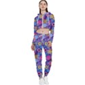 Multicolored Splashes And Watercolor Circles On A Dark Background Cropped Zip Up Lounge Set View1