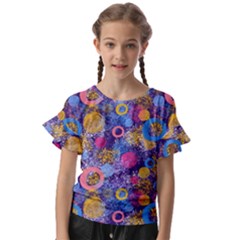 Multicolored Splashes And Watercolor Circles On A Dark Background Kids  Cut Out Flutter Sleeves by SychEva