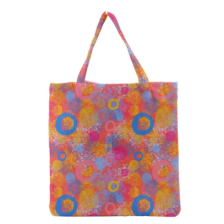 Multicolored Splashes And Watercolor Circles On A Dark Background Grocery Tote Bag