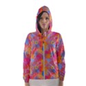 Multicolored Splashes And Watercolor Circles On A Dark Background Women s Hooded Windbreaker View1