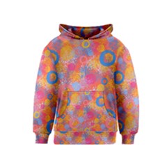 Multicolored Splashes And Watercolor Circles On A Dark Background Kids  Pullover Hoodie by SychEva