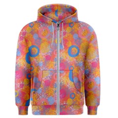 Multicolored Splashes And Watercolor Circles On A Dark Background Men s Zipper Hoodie by SychEva