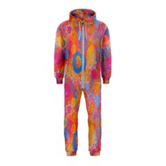 Multicolored Splashes And Watercolor Circles On A Dark Background Hooded Jumpsuit (kids) by SychEva