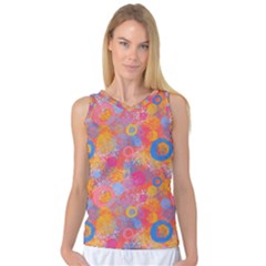 Multicolored Splashes And Watercolor Circles On A Dark Background Women s Basketball Tank Top by SychEva