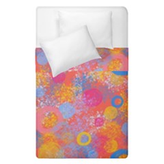 Multicolored Splashes And Watercolor Circles On A Dark Background Duvet Cover Double Side (single Size) by SychEva