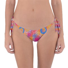 Multicolored Splashes And Watercolor Circles On A Dark Background Reversible Bikini Bottom by SychEva