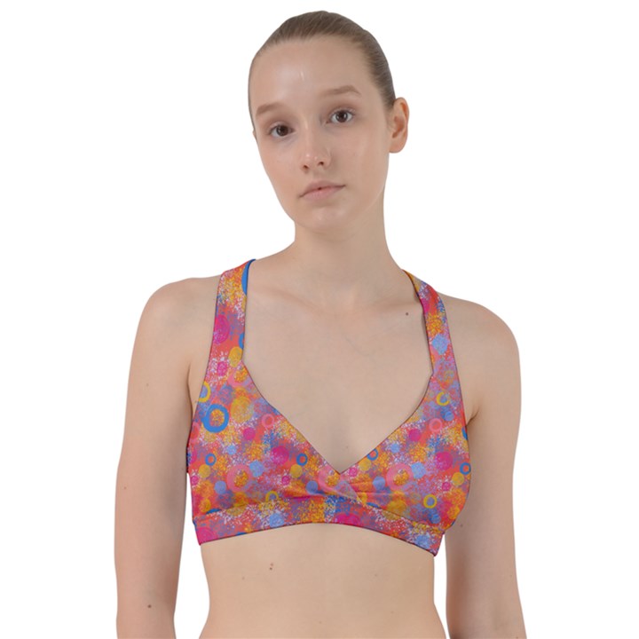 Multicolored Splashes And Watercolor Circles On A Dark Background Sweetheart Sports Bra