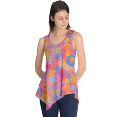 Multicolored Splashes And Watercolor Circles On A Dark Background Sleeveless Tunic by SychEva