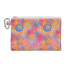 Multicolored Splashes And Watercolor Circles On A Dark Background Canvas Cosmetic Bag (large) by SychEva