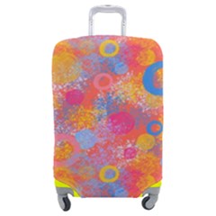 Multicolored Splashes And Watercolor Circles On A Dark Background Luggage Cover (medium) by SychEva