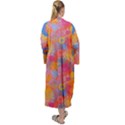 Multicolored Splashes And Watercolor Circles On A Dark Background Maxi Velour Kimono View2