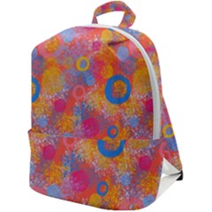 Multicolored Splashes And Watercolor Circles On A Dark Background Zip Up Backpack by SychEva