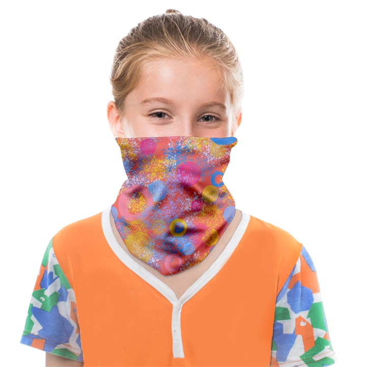 Multicolored Splashes And Watercolor Circles On A Dark Background Face Covering Bandana (Kids)