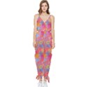 Multicolored Splashes And Watercolor Circles On A Dark Background Sleeveless Tie Ankle Jumpsuit View1