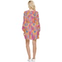 Multicolored Splashes And Watercolor Circles On A Dark Background Tiered Long Sleeve Mini Dress View2