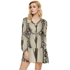 Mirror-mirror-of-souls-magic-mirror Tiered Long Sleeve Mini Dress