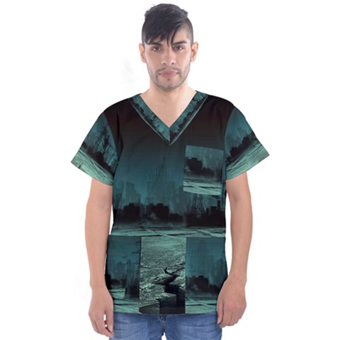 Industry-setting-world-urban Men s V-neck Scrub Top by Sudhe