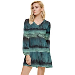 Industry-setting-world-urban Tiered Long Sleeve Mini Dress