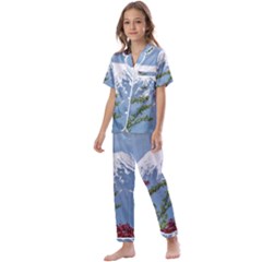 Mountain-mount-landscape-japanese Kids  Satin Short Sleeve Pajamas Set