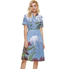 Mountain-mount-landscape-japanese Button Top Knee Length Dress