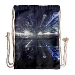 Cityscape-light-zoom-city-urban Drawstring Bag (large) by Sudhe