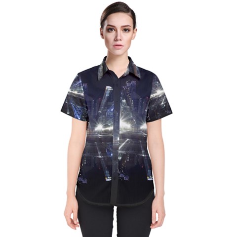 Cityscape-light-zoom-city-urban Women s Short Sleeve Shirt by Sudhe