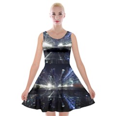 Cityscape-light-zoom-city-urban Velvet Skater Dress