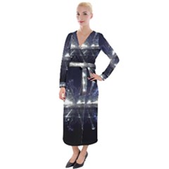 Cityscape-light-zoom-city-urban Velvet Maxi Wrap Dress by Sudhe