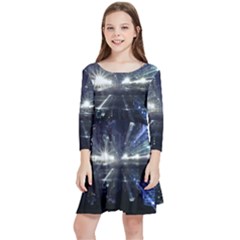 Cityscape-light-zoom-city-urban Kids  Quarter Sleeve Skater Dress