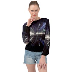 Cityscape-light-zoom-city-urban Banded Bottom Chiffon Top by Sudhe