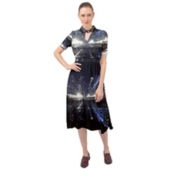 Cityscape-light-zoom-city-urban Keyhole Neckline Chiffon Dress by Sudhe