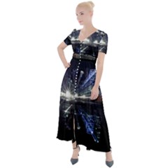 Cityscape-light-zoom-city-urban Button Up Short Sleeve Maxi Dress by Sudhe