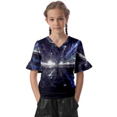 Cityscape-light-zoom-city-urban Kids  V-neck Horn Sleeve Blouse