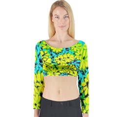 Chrysanthemums Long Sleeve Crop Top