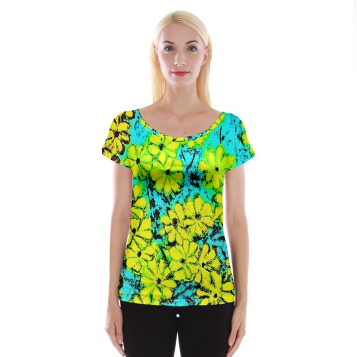 Chrysanthemums Cap Sleeve Top