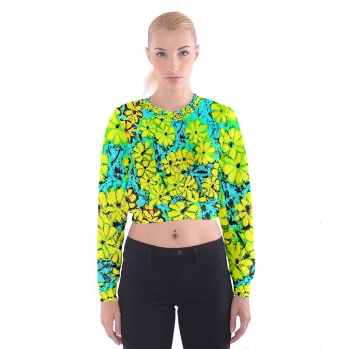 Chrysanthemums Cropped Sweatshirt