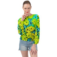 Chrysanthemums Banded Bottom Chiffon Top