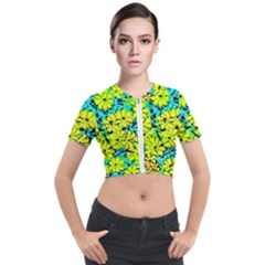 Chrysanthemums Short Sleeve Cropped Jacket