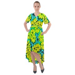 Chrysanthemums Front Wrap High Low Dress