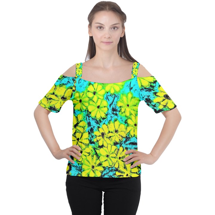 Chrysanthemums Cutout Shoulder Tee