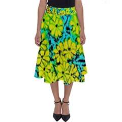 Chrysanthemums Perfect Length Midi Skirt by Hostory