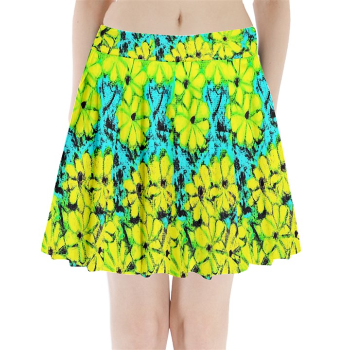 Chrysanthemums Pleated Mini Skirt