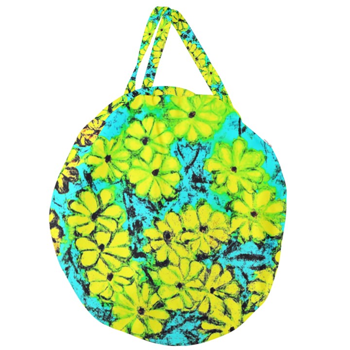 Chrysanthemums Giant Round Zipper Tote