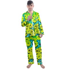 Chrysanthemums Men s Long Sleeve Satin Pajamas Set by Hostory