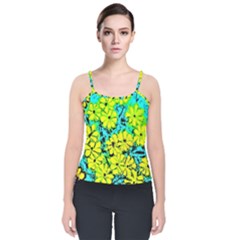 Chrysanthemums Velvet Spaghetti Strap Top by Hostory