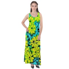 Chrysanthemums Sleeveless Velour Maxi Dress