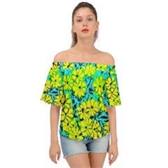 Chrysanthemums Off Shoulder Short Sleeve Top by Hostory