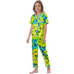 Chrysanthemums Kids  Satin Short Sleeve Pajamas Set by Hostory