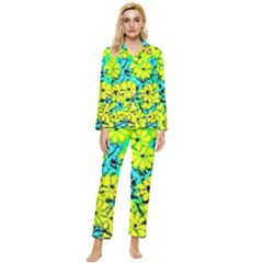 Chrysanthemums Womens  Long Sleeve Pocket Pajamas Set